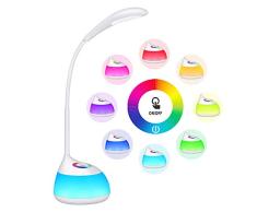TOPELEK Schreibtischlampe für Kinder 16 LED Dimmbare Nachttischlampe mit Touch Control, USB-Anschluss, Nachtlicht, 3 Helligkeitsstufen und RGB 256 Farblicht für Kinderzimmer, Lesen, Studieren, Arbeit