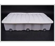 Spetebo Unterbettkommode mit Rollen - 40 oder 60 Liter - Farbe: weiß (80 x 60 x 17 cm (60 Liter))