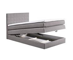 Boxspringbett 120x200 mit Bettkasten, Farbe: Grau, inkl Komfortschaum Topper, Matratze: 4-Gang-Bonell-Federkern Matratze, Bett von Möbel-BOXX