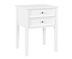 Homfa Nachttisch Beistelltisch Kommode Wohnzimmertisch Sofatisch Nachtschrank mit 2 Schubladen Weiß Holz 48x40x60cm