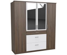 Wimex Kleiderschrank/ Drehtürenschrank Click, (B/H/T) 180 x 199 x 58 cm, Columbia Nussbaum/ Absetzung Alpinweiß
