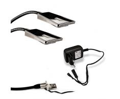 2 x SO-TECH® LED Bettleuchte Luminoso Schwarz inkl. 1 x Netzteil Flexleuchte Leseleuchte Schwanenhalsleuchte