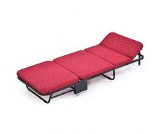 Ppy778 Klappbett Einzelbett Büro-Nickerchenbett Einfache Doppel-Schwamm-Bett Startseite Dreifachgefaltetes Bett Tragbares Schlafsofa Gästebett (Color : RED, Size : 180 * 75 * 26CM)