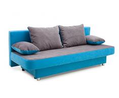 Collection AB 100705 Schlafsofa, Stoff, aqua / grau, 85 x 186 x 77 cm