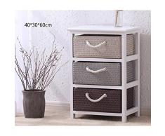 JHCTG Nachttisch Massivholz Rattan Aufbewahrungsbox Schublade Schlafzimmer Schließfächer