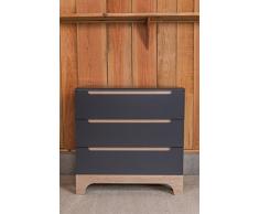 Kadolis Holzkommode mit Schubladen 3 Schubladen Calvi Anthrazit/Holzfarben