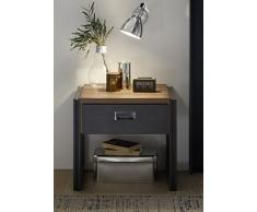 Beauty.Scouts Nachtkonsole Calaban IV - Nachtschrank, Nachtkommode, Nachttisch, Schrank, Kommode, Konsole, Beistelltisch, Aufbewahrung, Schlafzimmer, B/H/T: 55 x 48 x 45 cm, Stirling Oak Nachbildung / Applikationen Matera, Nachtkonsole:zwei