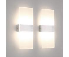 Klighten 2 Stücke Wandleuchte Innen 12W Wandlampe Acryl Modern Wandbeleuchtung Natürliches Weiß 4000K für Wohnzimmer Schlafzimmer Flur
