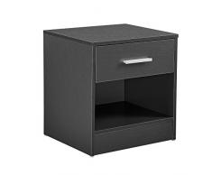 [en.casa] Eleganter Nachttisch mit Schublade und Ablagefach Nachtschrank Grau Schubladentisch Nachtkommode