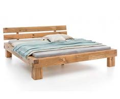 expendio Balkenbett Tamme Wildeiche geölt Größe nach Wahl Massivholzbett Holzbett Doppelbett Ehebett Singlebett Bett Schlafzimmer, Liegefläche:180 x 200 cm