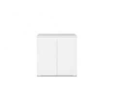 Kommode (B/H/T: 80 x 80 x 40 cm) griffloses Design, weiß matt