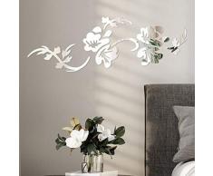 AWEIE Innovative Wandwandaufkleber Acrylglasblumendekoration Hintergrund Abziehbilder Schlafzimmerspiegel förmige Wandaufkleber (Color : Plata)