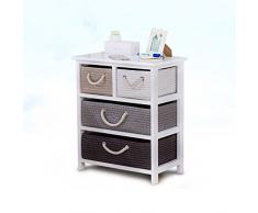 JHCTG Nachttisch Massivholz Rattan Aufbewahrungsbox Schublade Schlafzimmer Schließfächer