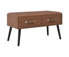 vidaXL Couchtisch mit Zwei Schubladen Bank Flurschrank Kommode Nachttisch Nachtkommode Schrank Schlafzimmer Dunkelbraun 80x40x46cm Kunstleder