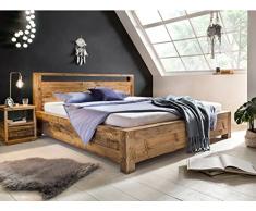 Woodkings Holzbett 180x200 Havelock Doppelbett recycelte Pinie Holz rustikal Schlafzimmer Massivholz Design Ehebett Balkenbett Massive Naturmöbel Echtholzmöbel günstig (Rec. Pinie)