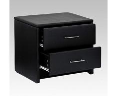 Nachtkonsole Nachtschrank Black Star mit 2 Schubladen Kunstleder schwarz 50x43x45cm Nachtschränkchen Nachtkommode Nachttisch Kommode Ablage Aufbewahrung modern elegant