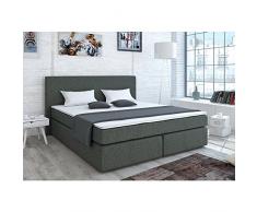 Sun Garden Designer Boxspringbett 140x200 cm Bonell Federkernmatratze, inkl. Komfortschaum-Topper, Anthrazit H2, Doppelbett Polsterbett Bett Hotelbett