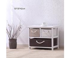 JHCTG Nachttisch Massivholz Rattan Aufbewahrungsbox Schublade Schlafzimmer Schließfächer