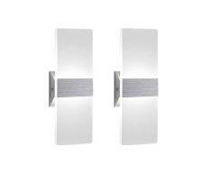 2 Stücke Wandleuchte Innen 12W Wandlampe LED Acryl Wandbeleuchtung Modern für Wohnzimmer Schlafzimmer Treppenhaus Flur | Kaltes Weiß 6000K