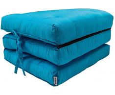 BioKinder Gästematratze Klappmatratze Klapphocker 195 x 65 x 10 cm aus Baumwolle in türkis