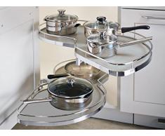 SO-TECH® 600 mm Rechts LeMans II Eckschrank Beschlag inkl. Antirutschmattenset Orga-Grip Silbergrau