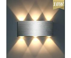 Lightess 18W LED Wandleuchte Innen Modern Up Down Wandlampe aus Aluminium für Wohnzimmer Schlafzimmer Treppenhaus Flur, Warmweiß