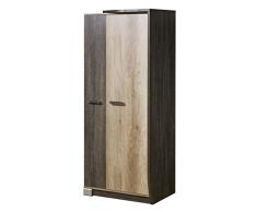 Drehtürenschrank / Kleiderschrank Sichling 01, Rahmen Rechts, Farbe: Eiche Braun - Abmessungen: 193 x 80 x 58 cm (H x B x T)