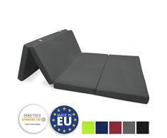 Beautissu Campix Klappmatratze 120x195 cm – Reisebett Matratze als Faltmatratze & Gästematratze klappbar in Anthrazit