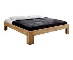 Unbekannt Massivholz-Bett Selina 180 x 200 cm aus Wildeiche, Doppelbett, geöltes Holz- und Komfortbett, inkl. Stecksystem, 1 Bett á 180 x 200 cm