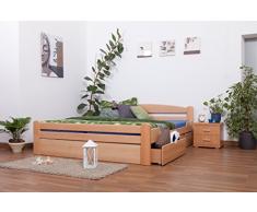 Doppelbett/FunktionsbettEasy Premium Line K4 inkl. 2 Schubladen und 1 Abdeckblende, 180 x 200 cm Buche Vollholz massiv Natur