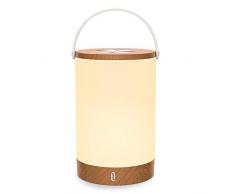 Tischlampe LED TaoTronics Vintage Nachttischlampe mit RGB Farbwechsel 256 Farbe, Touch-Bedienung, 4000mAh Akku, Merkfunktion (Mehrfarbig, Stufenlos Dimmbar, Tragbar, 110 Stunden Betrieb, Holzoptik)