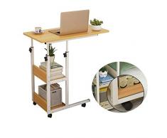 Laptoptisch Höhenverstellbar, Mobiler Betttisch Auf Rollen, Bett-Beistelltisch for Krankenbett, Pflegebett, Mit 2 Schichten, Frühstückstisch Home Office