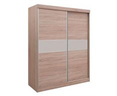 Schiebetürenschrank/Kleiderschrank Bermeo 05, Farbe: Eiche Braun/Creme - 220 x 180 x 65 cm (H x B x T)