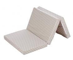 Alvi Matratze Baby Reisebett 60x120cm | Faltmatratze mit Tragetasche | Klappmatratze 6 cm dick | Baumwollbezug abnehmbar, atmungsaktiv, waschbar, schadstoffgeprüft, Design:Stars beige