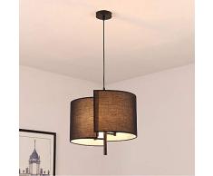 L.HPT Modern Pendelleuchte Stofflampe Kreativ Runde Stoff Lampenschirm Stoffschirm H&aumLängelampe H&aumLängeleuchte für Wohnzimmer Esszimmer Schlafzimmer Küchen Bar Loft H&aumLänger Leuchter Kron