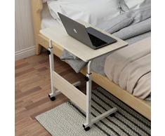 soges Laptoptisch Beistelltisch höhenverstellbarer Tisch mit Rollen, 60x40cm PC Tisch Notebook Sofatisch Laptopständer Notebookständer Pflegetisch für Bett und Sofa, Weiß 05#1-60MP
