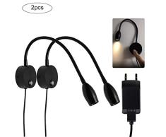 CPROSP 2PCS 40 cm LED-Leselampe Bettlampe mit Berührungsschalter Dimmbar Warmweiß 3000K 3W Wandlampe für Schlafzimmer Wohnzimmer Büro Schwarz