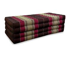 livasia Klappmatratze extrabreit (195cm x 110cm) aus Kapok, Faltbare Gästematratze, klappbare Matratze, asiatische Faltmatratze (weinrot)