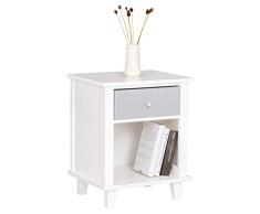 WOLTU® Nachttisch TSR57ws Nachtkommode Nachtschrank Beistelltisch Sofatisch, mit Schublade und Offenem Fach, mit Beinen, Holz, Weiß, 40x34x50cm(BxTxH)