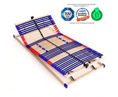 stabiler Lattenrahmen 100% BUCHE - Kopf- und Fußteil verstellbar - SCHULTERFRÄSUNG, 7 Zonen, 42 Federleisten, Härte-Regulierung, Mittelgurt, SCHLUMMERPARADIES - SLEEP BEST 42 VARIO PLUS unmontiert ( 120x200 cm )
