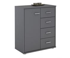 CARO-Möbel Kommode TIRANO Highboard Anrichte mit 1 Tür und 4 Schubladen in grau anthrazit