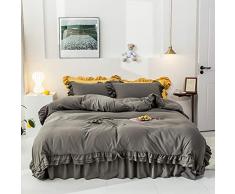 PRG Bettwäsche Bettbezug Set Aus 4 Matratzen-Set Bettwäsche Baumwolle Superweiche Doppelschichtige Mikrofaser-Hotelserie Leichtes Reversibles Anti-Falten-Mittel Gegen Allergien