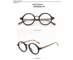 Liutao Sonnenbrillen Runder Rahmen Holzrahmen Gläser Retro-Tellerrahmen Mode for Männer und Frauen Handgefertigte Flache leichte Gläser Sonnenbrillen für Herren (Color : Black Frame Brown Legs)