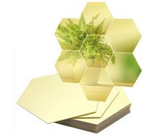 Anladia 18 Stück Spiegelfliesen Wandspiegel Selbstklebend Spiegel-Wandaufkleber Gold S, Hexagon-Spiegel aus Acryl, Dekorative Wandspiegel für Wohnzimmer, Kinderzimmer, Badezimmer, Schlafzimmer, Büro