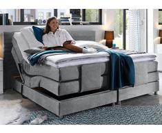 Froschkönig24 Alabama elektrisches Motor Boxspringbett 180x200cm Verstellbar Bett Grau, Ausführung:Variante 1