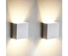 2 Stücke 6W LED Wandleuchte Up Down Indoor Wandleuchte Moderne Aluminium Uplighter Downlighter Wandleuchte Leuchten für Wohnzimmer Schlafzimmer Badezimmer Küche Esszimmer, warmes Weiß (weiß, warmweiß)