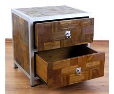 Kleine Java Kommode aus Metall und Teakholz | Kommode im Industrial Design | Asiatische Möbel der Marke Asia Wohnstudio | Schubladenschrank | Nachtschrank | Nachtschrank | Teakholzmöbel (Handarbeit)