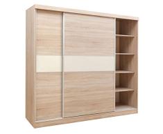 Schiebetürenschrank/Kleiderschrank Bermeo 02, Farbe: Eiche Braun/Creme - 220 x 240 x 65 cm (H x B x T)
