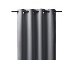 PONY DANCE Vorhang Blickdicht Ösenschal - 2 Stücke H 175 x B 140cm Gardinen mit Ösen Verdunkelungsvorhang Kinderzimmer Blickdichte Vorhänge Grau