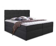 Boxspringbett Best mit 2 Bettkästen, Doppelbett mit Bonell-Matratze und Topper, Polsterbett, Bett, Bettgestell, Stilvoll, Schlafzimmer (Schwarz (Inari 100), 140 x 200 cm)